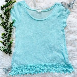 Aeropostale Blue Soft Mesh Hem Detail Light Top XS